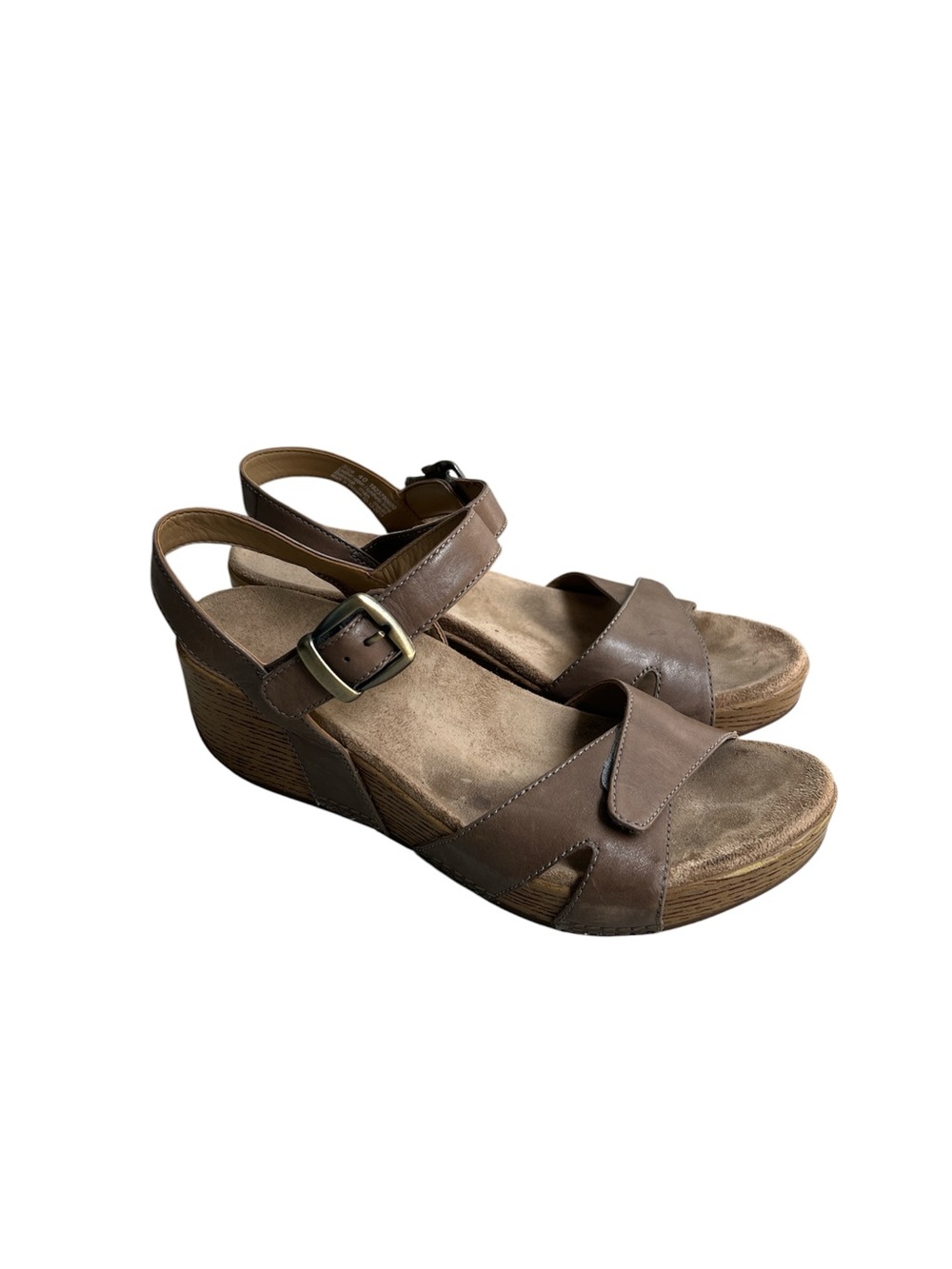Dansko Laurie Taupe Leather Slingback Wedge Sandals EU 40